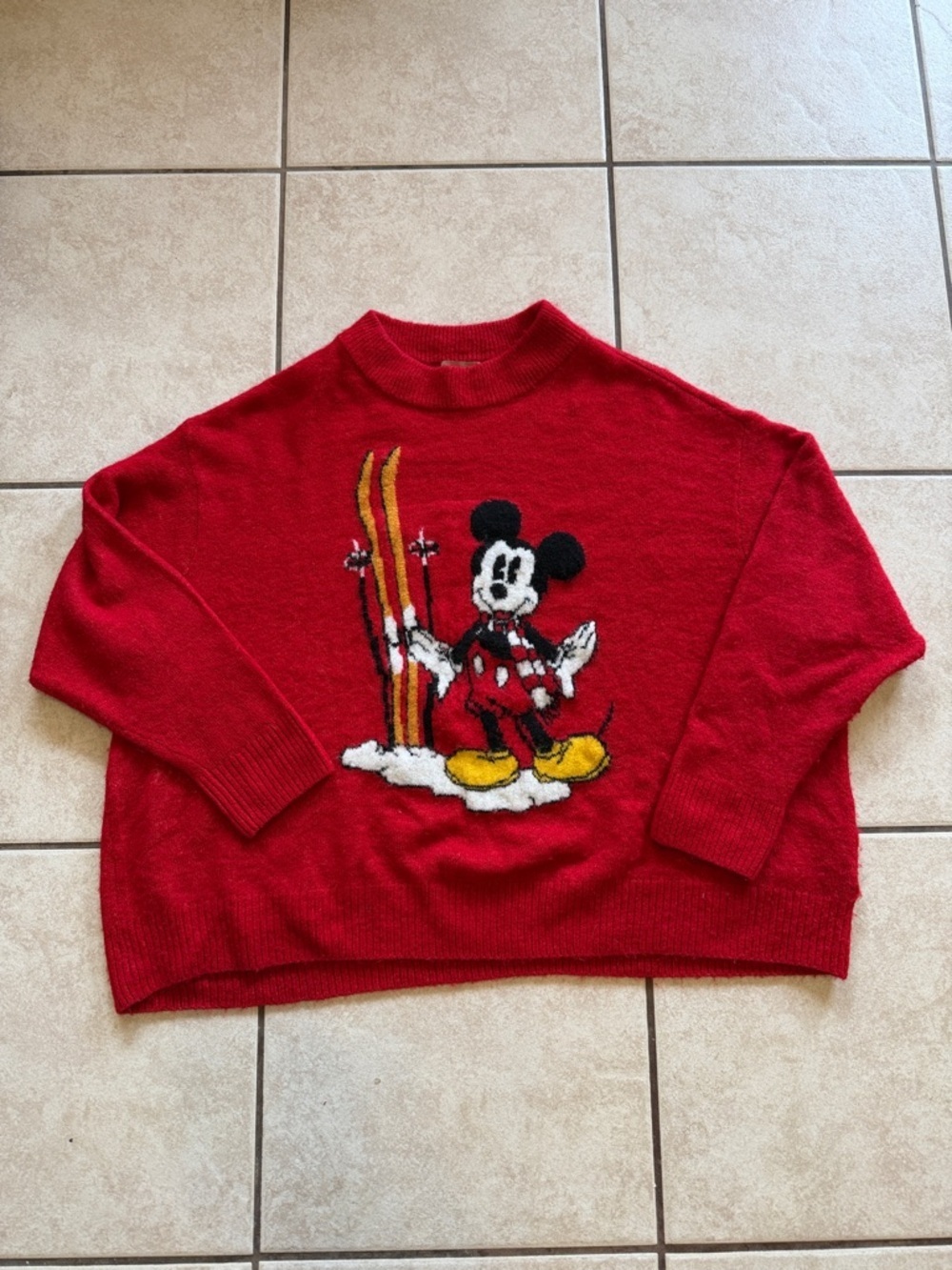 Disney H&M Red Knit Sweater with Mickey Tag